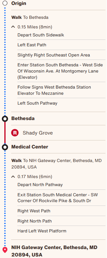 Metro trip planner - Train (Bethesda Station)