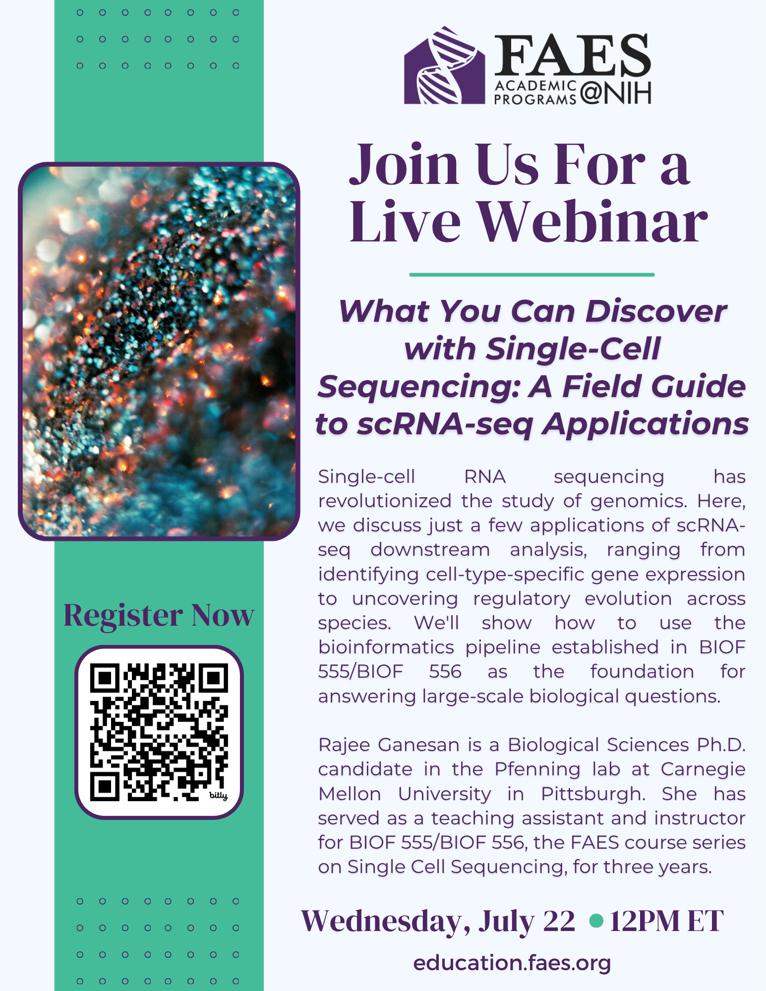 FAES Educational Webinar Series: What You Can Discover with Single-Cell Sequencing: A Field Guide to scRNA-seq Applications